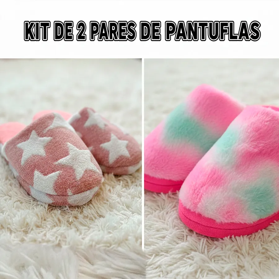 PANTUFLAS-01 KIT DE 2 PARES DE PANTUFlAS 6819